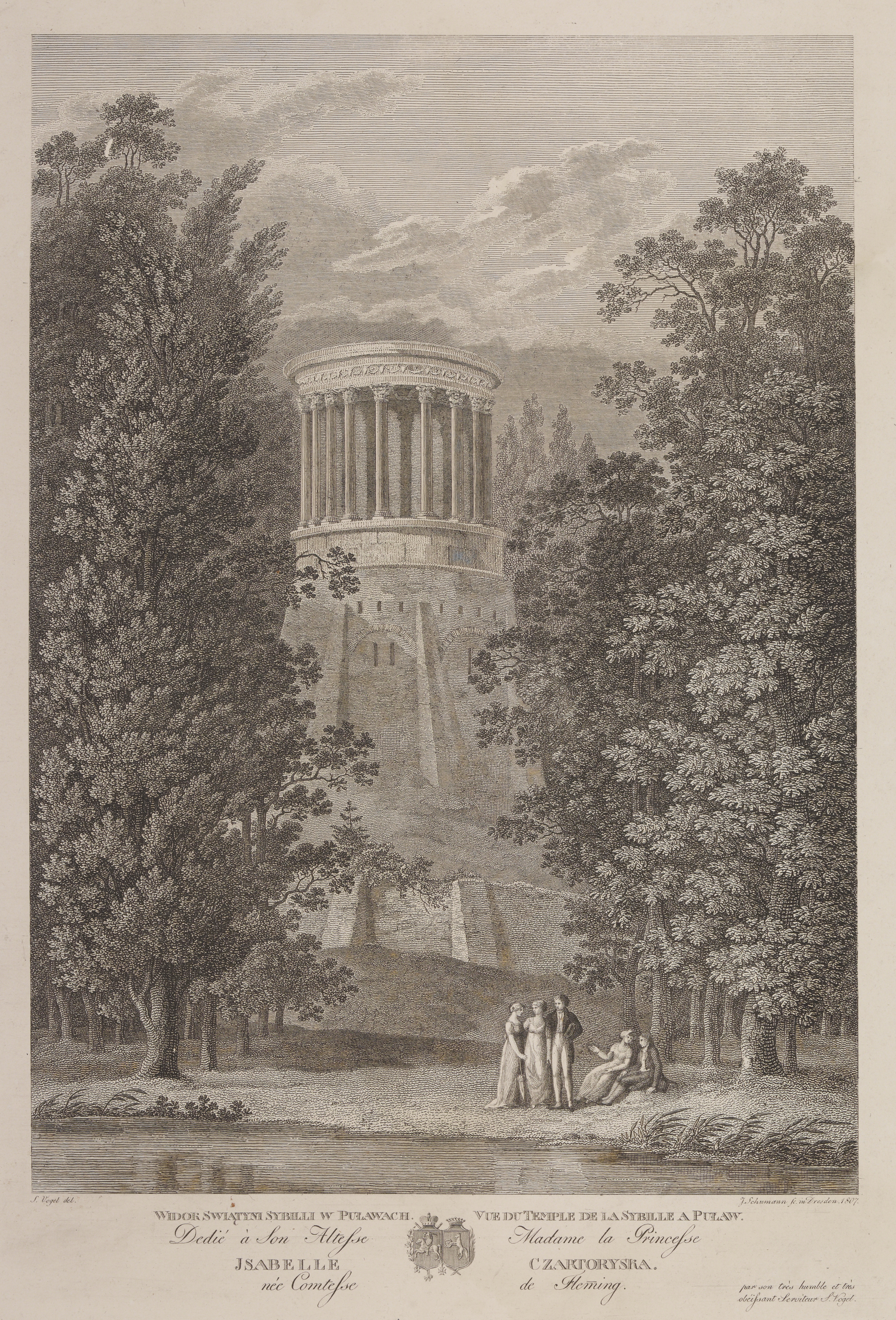Johann Gottlob Schumann, Puławy - Widok Świątyni Sybili w Puławach, 1807, źródło: Cyfrowe MNK