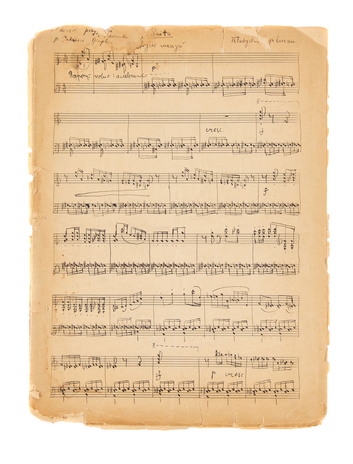 Władysław Szpilman Rękopis partytury suity fortepianowej "Życie maszyn", 1934