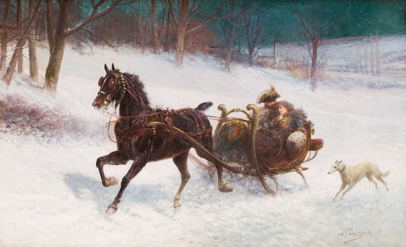 Jan Chełmiński - Para w saniach