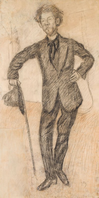 Jacek Mierzejewski - Portret mężczyzny z kapeluszem i laską