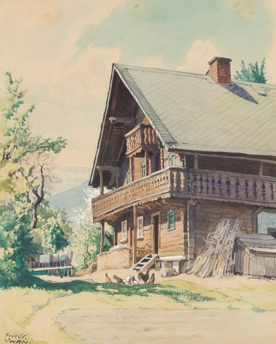 Friedrich Iwan - Pejzaż z chatą