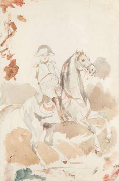 Piotr Michałowski - Portret konny Napoleona Bonaparte (recto) / Szkice koni (verso)