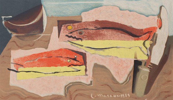 Louis Marcoussis - Martwa natura z rybami
