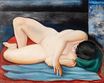 Akt leżący, Kiki de Montparnasse ("Nu allongé sur drap rouge et vert"), Mojżesz Kisling