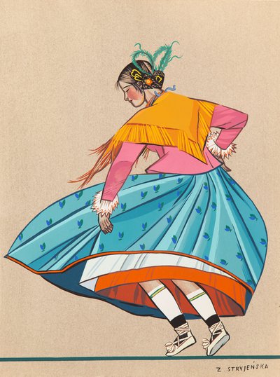 Zofia Stryjeńska - Góralka z Tatr, plansza XXIII z teki 'Polish Peasants' Costumes'