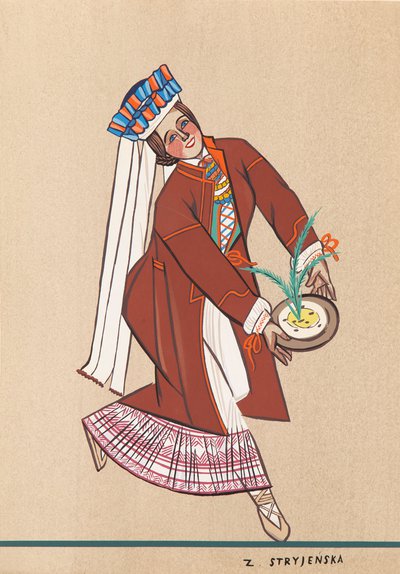 Zofia Stryjeńska - Chłopka z okolic Lublina, plansza XXXIII z teki 'Polish Peasants' Costumes'