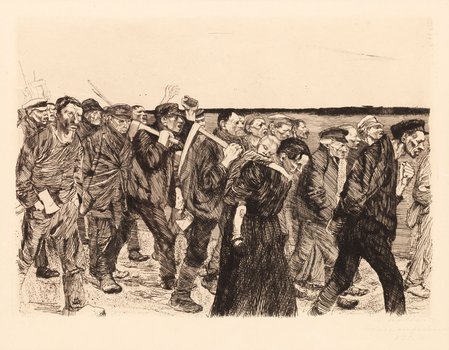 Käthe Kollwitz - Marsz tkaczy, z cyklu "Bunt tkaczy" (Ein Weberaufstand)