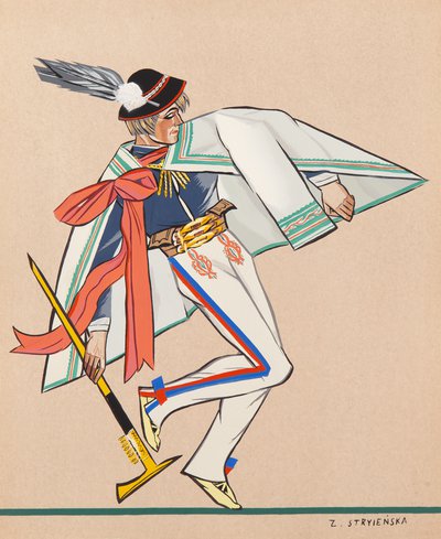 Zofia Stryjeńska - Góral z Tatr, plansza XXI z teki 'Polish Peasants' Costumes'