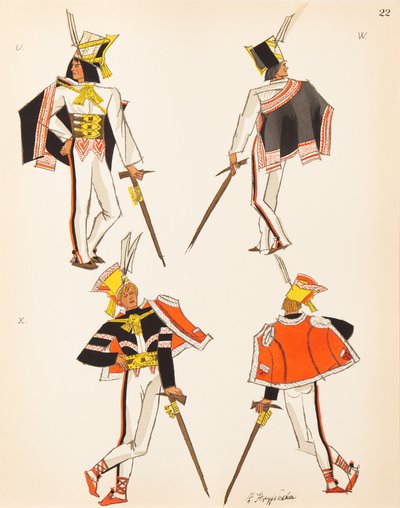 Zofia Stryjeńska - Zbójnicy z Tatr, plansza XXII z teki 'Polish Peasants' Costumes'