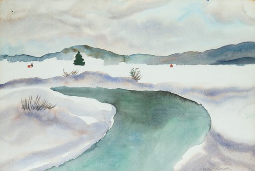 Rafał Malczewski - Pejzaż zimowy z rzeką
