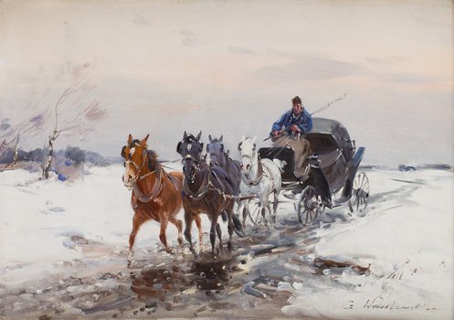 Czesław Wasilewski - Dorożka zimą
