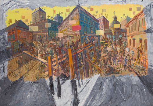 Edward Dwurnik - "Rusztowanie" z cyklu "Warszawa"