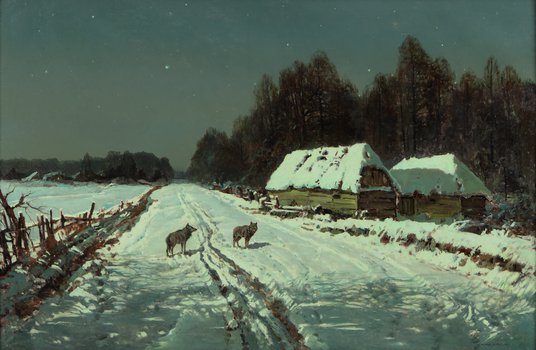 Wiktor Korecki - Pejzaż z wilkami