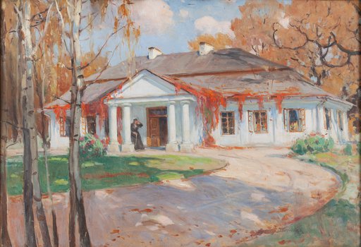 Bronisława Rychter-Janowska - Dworek w jesiennym pejzażu
