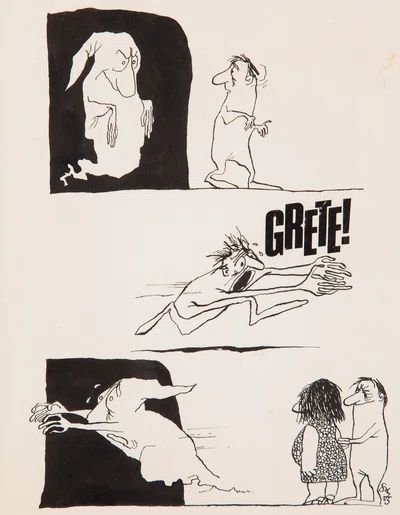 "Grete!", ilustracja satyryczna, Szymon Kobyliński