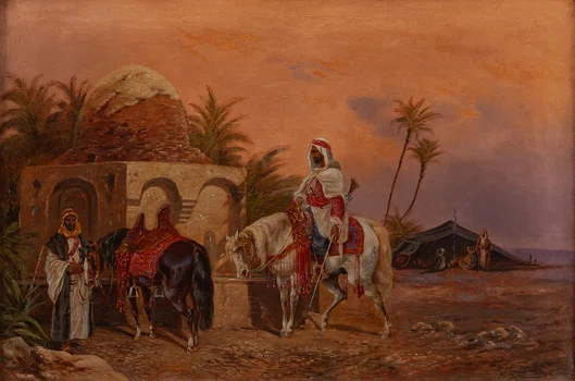 "Arabowie przy studni w oazie", Friedrich Perlberg