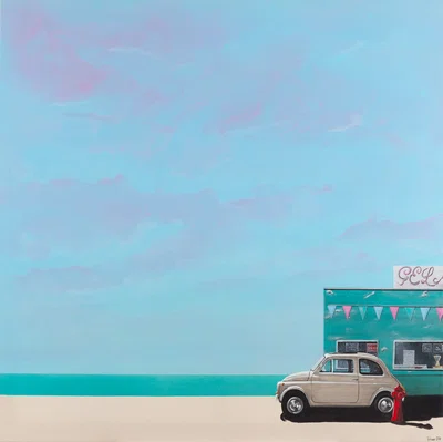 "Lodziarnia na plaży w Rimini", Hugo Giza