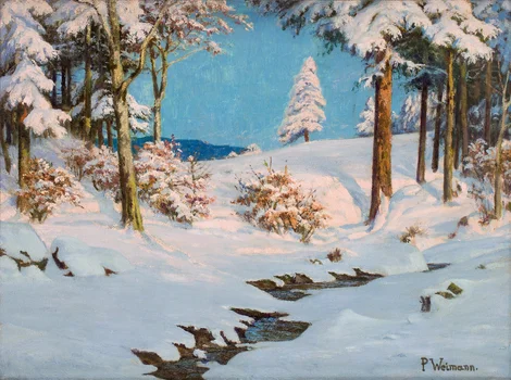"Oszroniony leśny potok" ("Waldbach im Rauhreif"), Paul Weimann