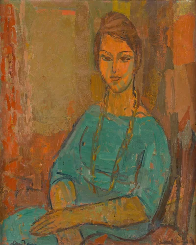 Portret kobiety w zielonej sukni, Zygmunt Landau