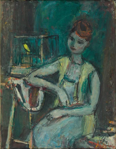 "Młoda dziewczyna z ptaszkiem" ("Jeune fille avec l'oiseau"), Zygmunt Menkes