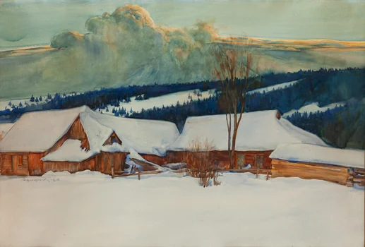 Pejzaż zimowy z Olczy, Aleksander Augustynowicz
