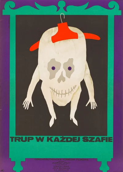 Plakat filmowy "Trup w każdej szafie", reż. Oldřich Lipský, Eryk Lipiński