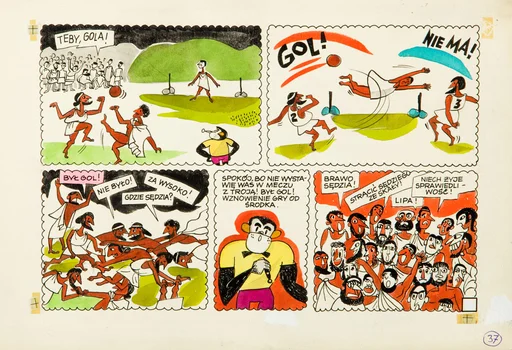 "Tytus, Romek i A'Tomek. Księga VI – Tytus olimpijczykiem", plansza komiksowa nr 37, Henryk Jerzy Chmielewski