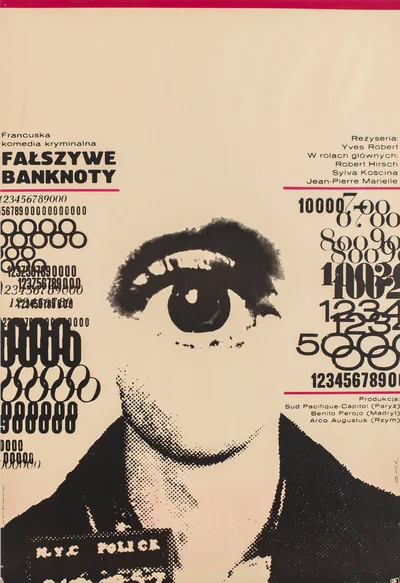 Plakat do filmu "Fałszywe banknoty" reż. Yves Robert, Bronisław Zelek