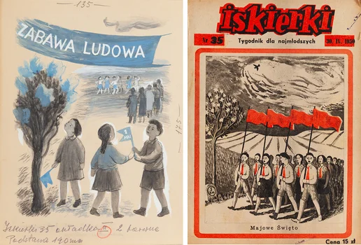 "Zabawa ludowa", ilustracja do czasopisma "Iskierki" wraz z numerem "Iskierek", Maria Żydanowicz