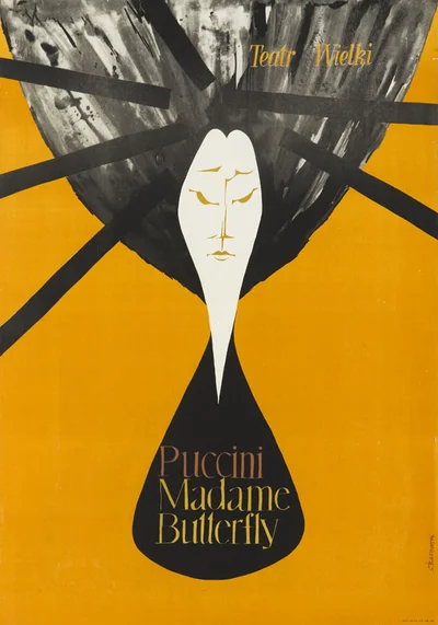 Plakat do opery "Madame Butterfly" Giacomo Pucciniego, Teatr Wielki w Warszawie, Stanisław Bąkowski