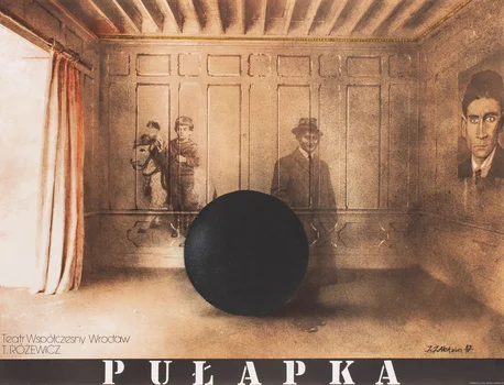Plakat do sztuki "Pułapka" Tadeusza Różewicza, Teatr Współczesny we Wrocławiu, Jan Jaromir Aleksiun