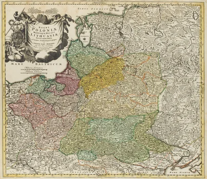 Mapa Rzeczypospolitej Obojga Narodów i Prus ("Regni Poloniae Magnique Ducati Lithuaniae. Nova et exacta tabula"), Johann Baptist Homann