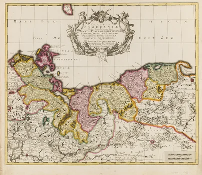 Mapa Pomorza Zachodniego ("Ducatus Pomeraniae Tabula Generalis in qua sunt Ducatus Pomeraniae..."), Pieter Schenck