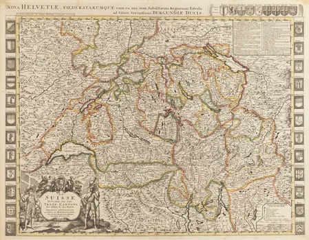 Mapa Szwajcarii ("La Suisse Divisée en ses Treze cantons"), Alexis-Hubert Jaillot