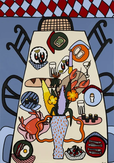 "Table with lobster and clams", Ewa Konstantynowicz-Goss