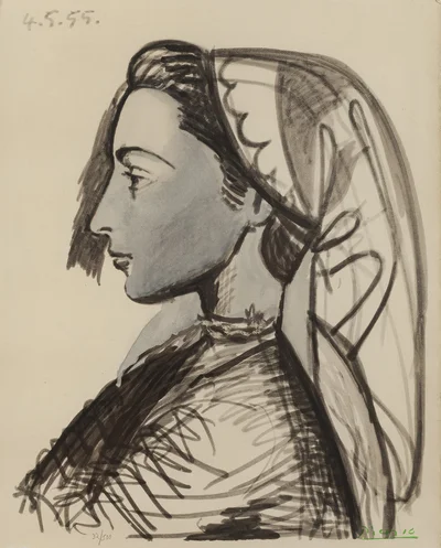 "Portret Jacqueline" z cyklu "La Flute Double", Pablo Picasso