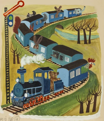 Kolejka, ilustracja do czasopisma "Miś", Zdzisław Witwicki