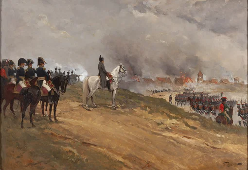 Napoleon i jego wojsko oglądający płonące miasto, Jan Rosen