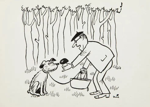 "- Szukaj, Lord, szukaj!!..", ilustracja satyryczna, Gwidon Miklaszewski