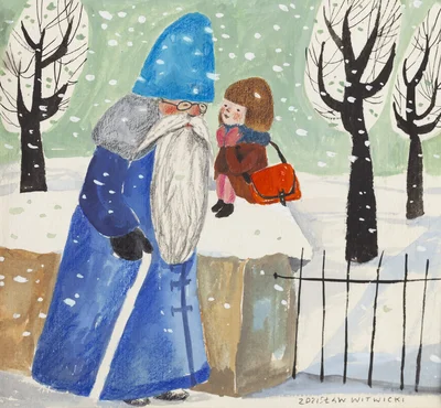 "Dziadek Mróz", ilustracja do czasopisma "Świerszczyk", Zdzisław Witwicki