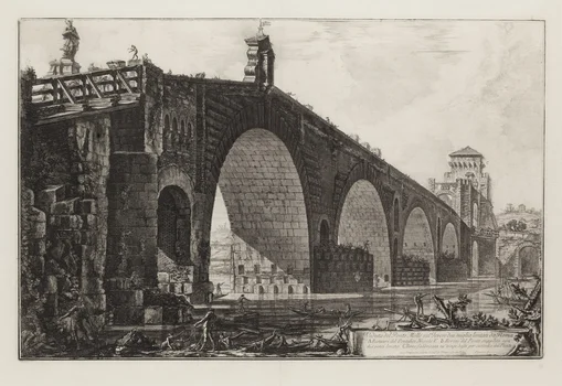 Ponte Molle z cyklu "Vedute di Roma", Giovanni Battista Piranesi