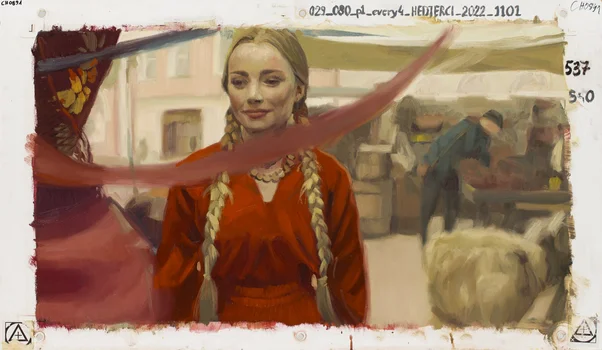 "Chłopi", kadr malarski z filmu, numer CH0891, Gabriela Hedjerci