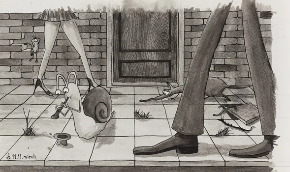 Przygody ślimaka, ilustracja, Piotr Wojciechowski