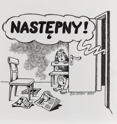 "Następny!", ilustracja satyryczna, Edward Lutczyn