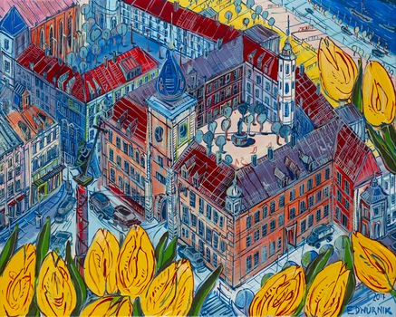 "Plac zamkowy" z cyklu "Warszawa", Edward Dwurnik