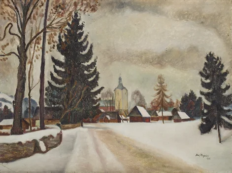 Pejzaż zimowy (recto) / Akt kobiecy (verso), Józef Krzyżański