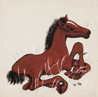 Źrebiątko - ilustracja do wiersza z książki "Dzieci zwierząt" Stefanii Szuchowej, Janina Konarska
