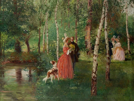 Elegancka para w parku, Leonard Winterowski