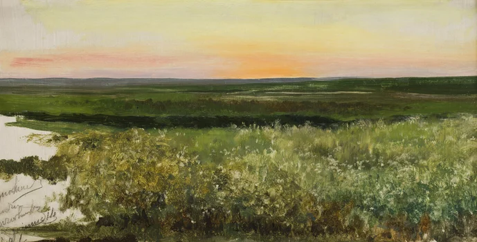 Łąki w zachodzącym słońcu, Leon Wyczółkowski