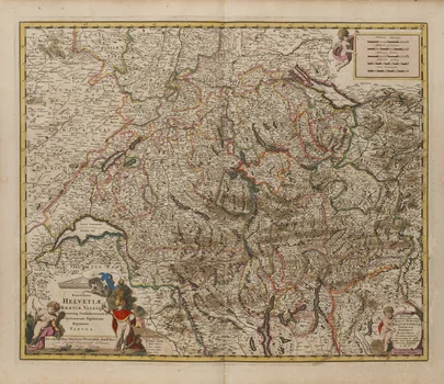 Mapa Szwajcarii ("Exactissima Helvetiae Rhaetiae, Valesiae ..."), Nicolaes Visscher